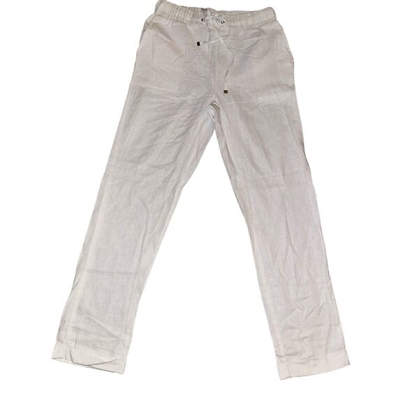 NWT Charlie Paige White Linen Blend Pants - Size S - Cuffed Ankle - Picture 2 of 14